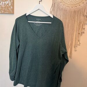 Torrid Forest Green Long Sleeve V-Neck Top